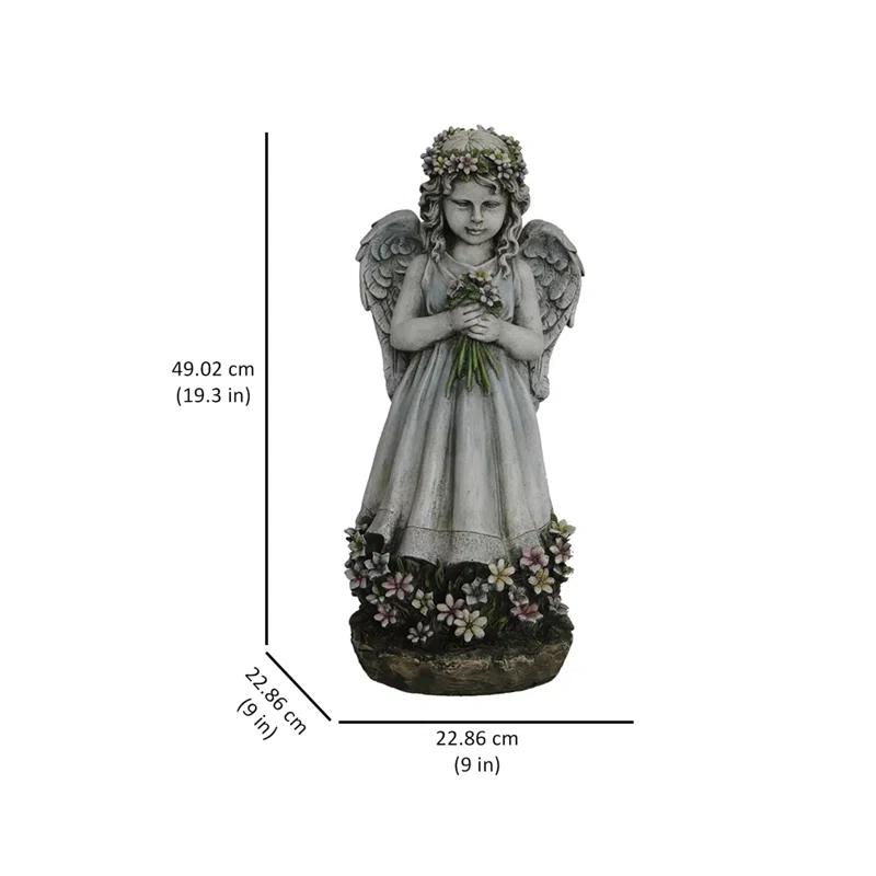 Hi-Line Gift Ltd. Angel Holding Flowers Statue