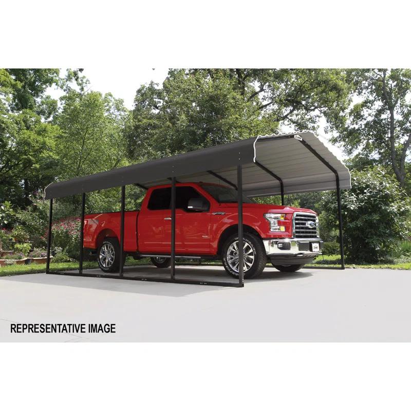 Arrow Steel Carport, Galvanized Black/Charcoal