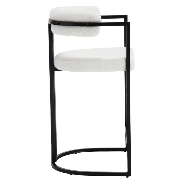 Ivy Bronx Modern Upholstered Hollow Bar Stool With Armrests And Footrests, Barrel High Stools (Set of 2)