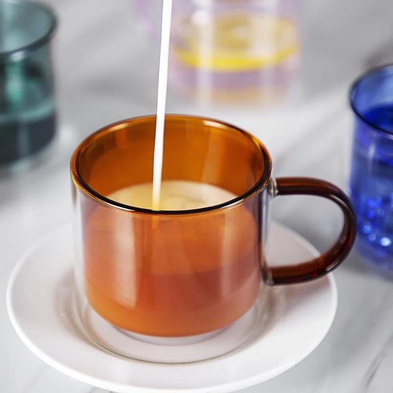 bacimi Bacimi Double Wall Insulated Coffee Mugs (set Of 4 / 9oz) - Clear Borosilicate Mug With Handle - Thermal Drinking Cups For Espresso, Cappuccino, Latte, Tea (Set of 4)