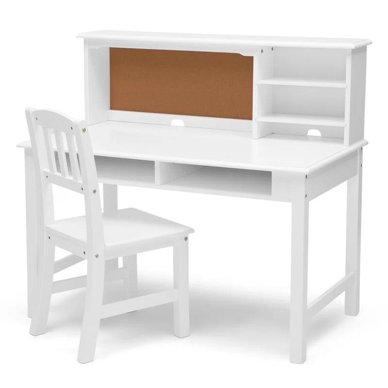 Delta Children Kids 44" W Writing Desk with Hutch And Chair Set