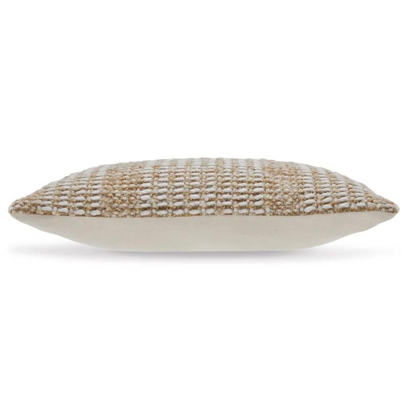 Hathby Beige and Ivory Handwoven Lumbar Pillow