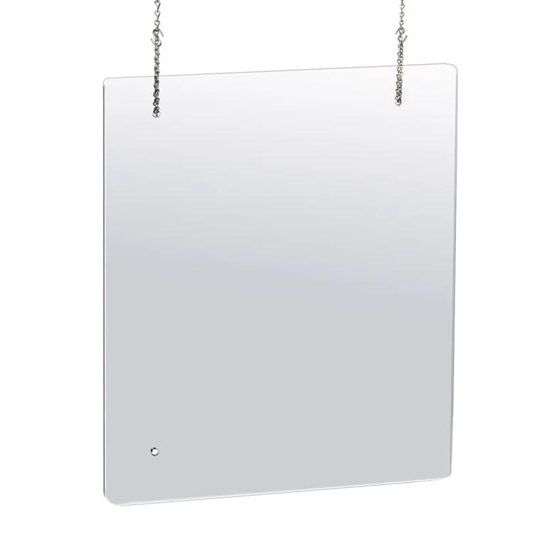 Azar Displays 30" x 40" Hanging Adjustable Cashier Shield, Plexiglass Protective Panel, Splash Guard, 0.100" thick Acrylic Protective Barrier -Vertical/Horizontal, 2-Pack (Set of 2)