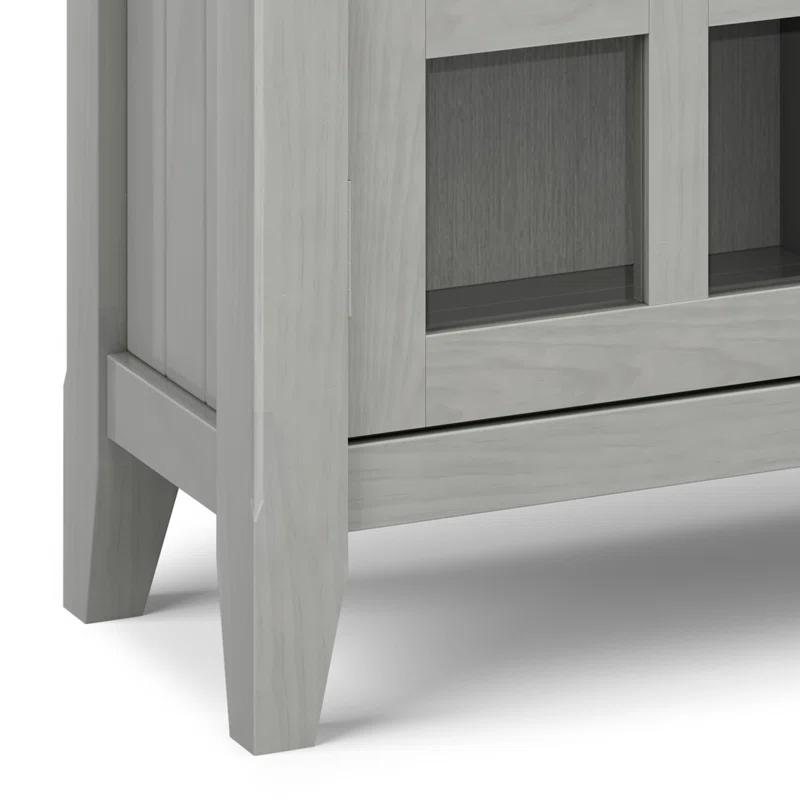 Simpli Home Acadian 36"W Solid Wood 2-Shelf Entryway Storage Cabinet with Glass Doors and 2 Drawers
