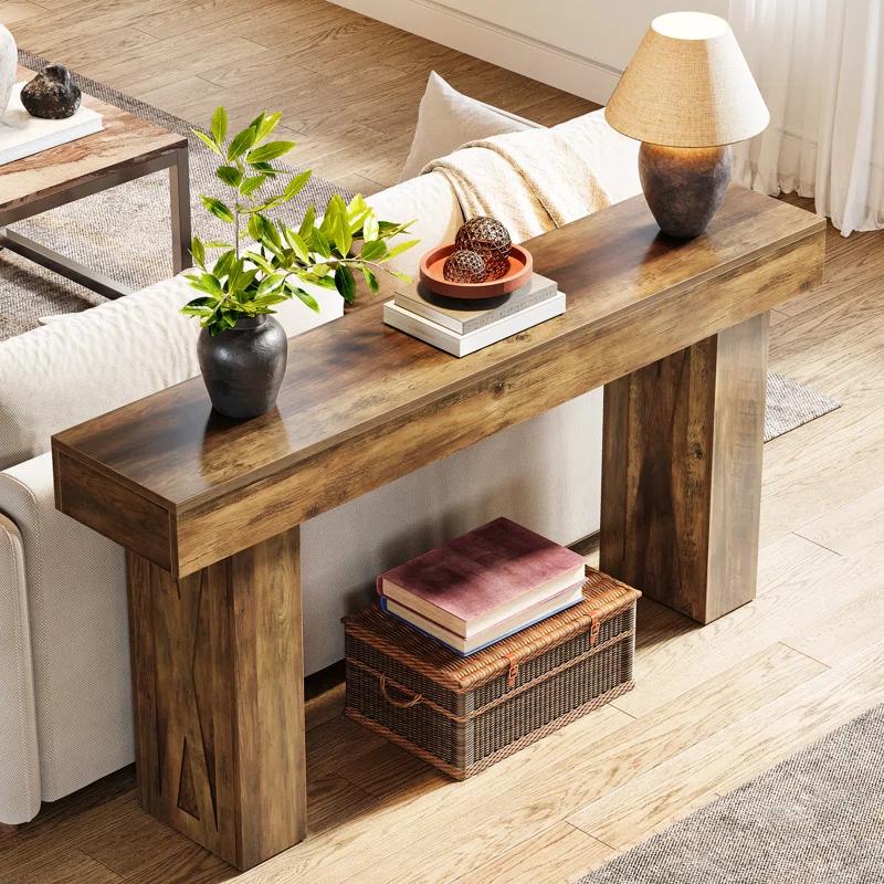 Millwood Pines 63 Inch Long Console Table Farmhouse Sofa Table