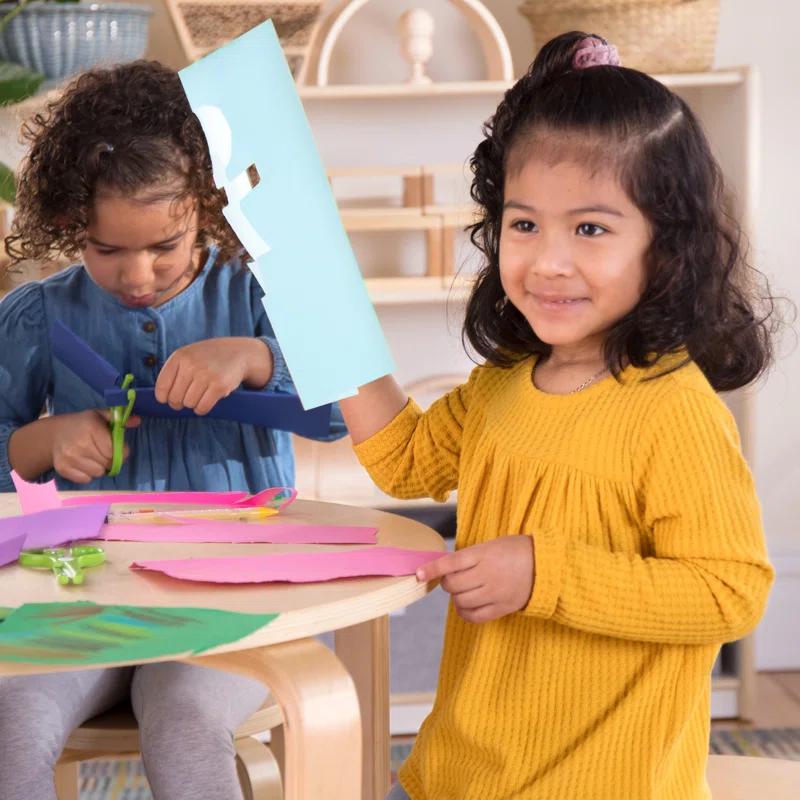 Nordic Toddler and Kids 5 Piece Round Table and Stool Set