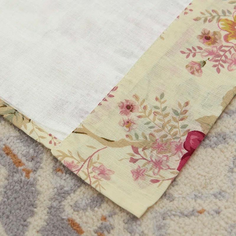 Antique Rose Nature/Floral Sheer Rod Pocket Curtain Panels (Set of 2)