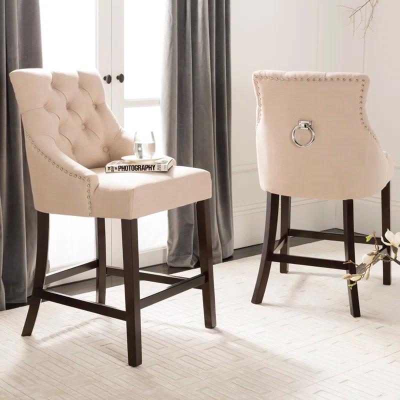 Rosdorf Park Balyon Upholstered Counter Stool with Solid Wood Frame (Set of 2)