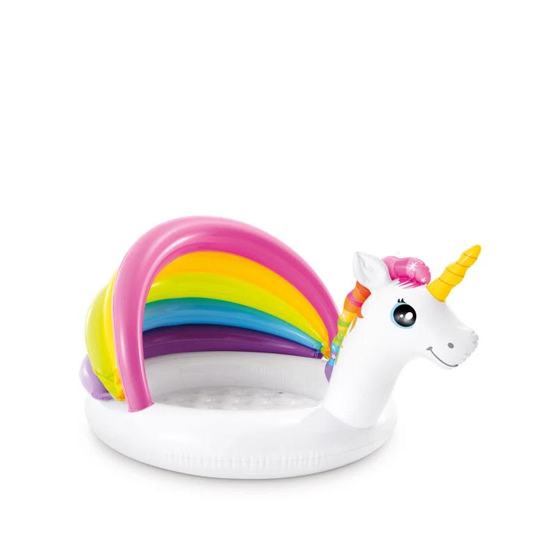 Intex Intex 57113EP 50 Inch Unicorn Design Outdoor Baby Swimming Pool, Multicolor