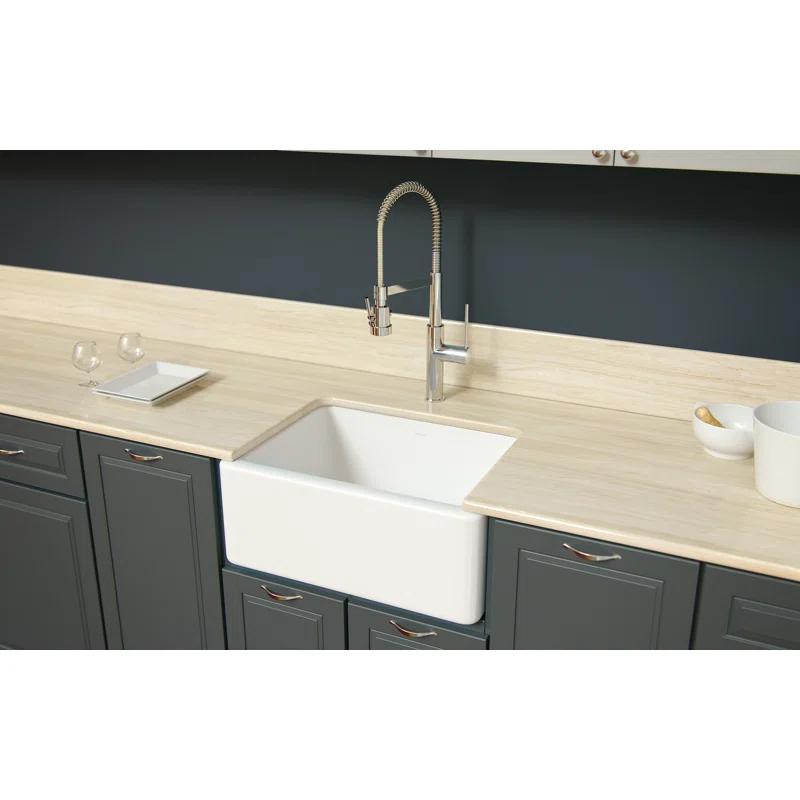 24'' L Farmhouse / Apron Single Bowl Fireclay Kitchen Sink