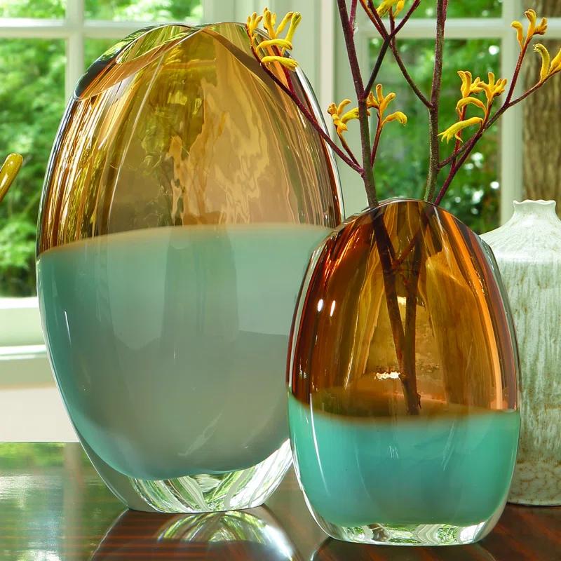 Global Views Oval Vase-Pistachio Amber