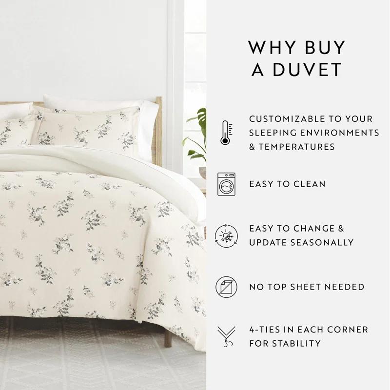 Becky Cameron Patterned Ultra Soft 3 Piece Duvet Cover Set - Serenity