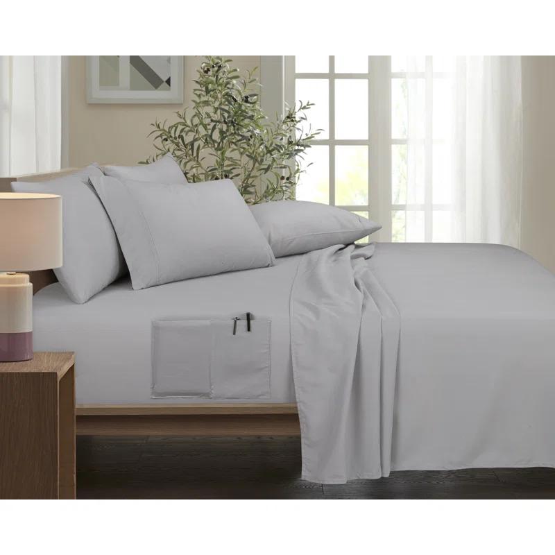 Bed Bath Fashions Rayon From Bamboo 6 Piece 1800 Thread Count Smart Pocket Sheet Set