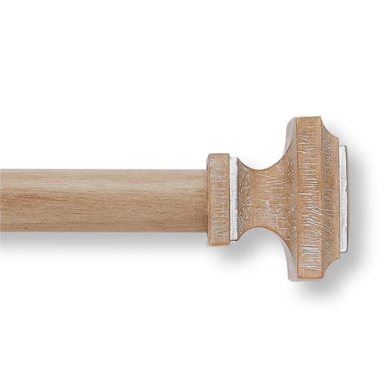 MODE Mode Farmhouse Collection 1 1/8 in Diameter Curtain Rod Set with Cottage Square Finials and Steel Wall Mounted Adjustable Rod