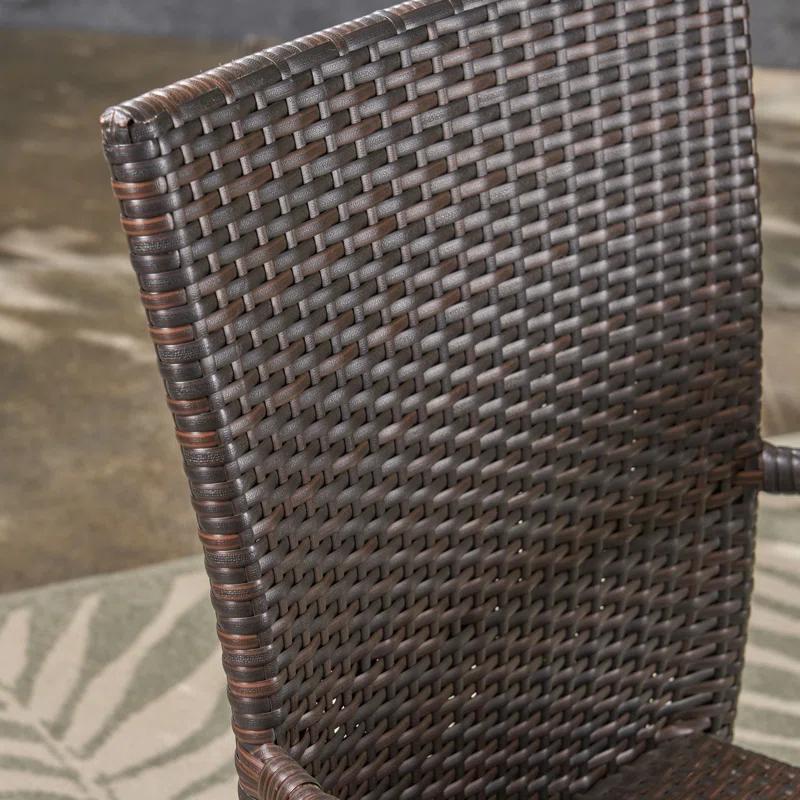 17 Stories Maud 6 - Person Acacia Wicker Patio Dining Set with Rectangular Table