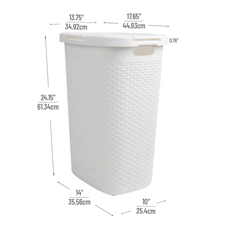 Mind Reader Mind Reader 60L Slim Laundry Hamper, Clothes Basket, Lid, Wicker Style, Plastic, 17.65"L x 13.75"W x 24.15"H, 2-Pack