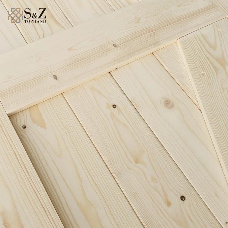 S&Z TOPHAND S&Z TOPHAND Unfinished British Brace Knotty Barn Door with Sliding Door Hardware Kit/Solid Wood/Sliding Door/Double Surfaces/A Simple Assembly is Required