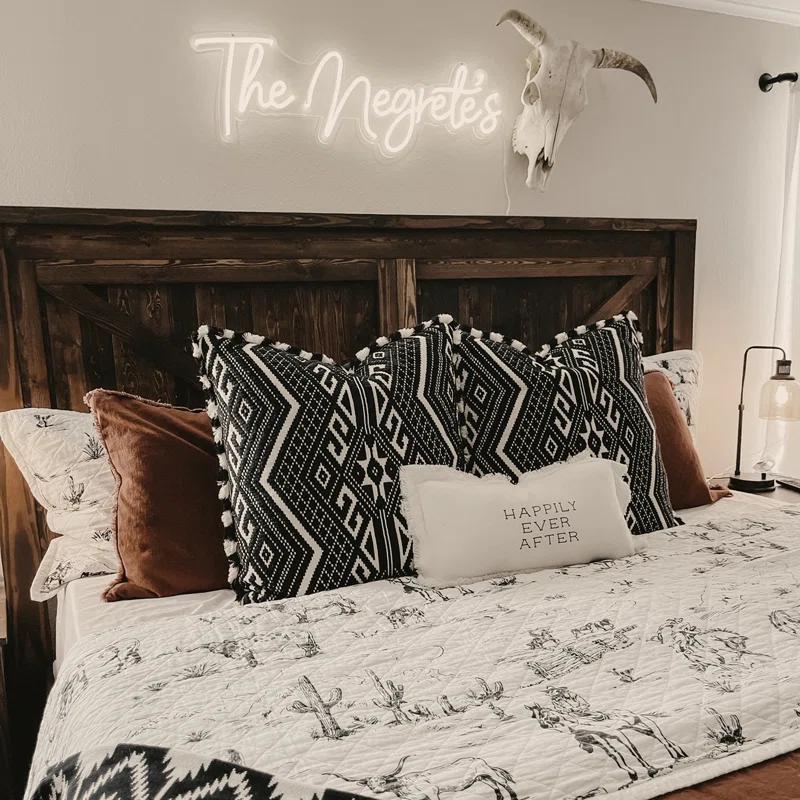 Paseo Road by HiEnd Accents Ranch Life White/Black Cotton Reversible Western Rustic Farmhouse 3 Piece Quilt Set