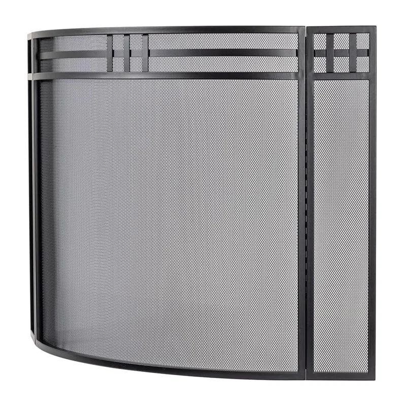Modern Ember Modern Ember Mill Creek 3-Panel Mesh Fireplace Screen in Black | Heavy-Duty Steel Frame