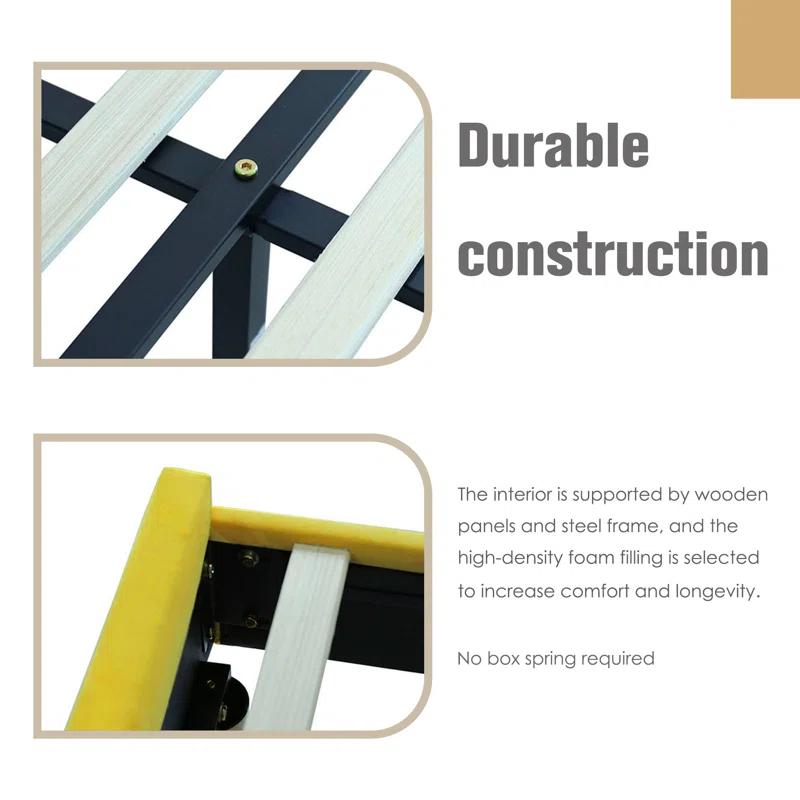 Wade Logan® Eriksay Low Profile Upholstered Platform Bed with Wingback Headboard