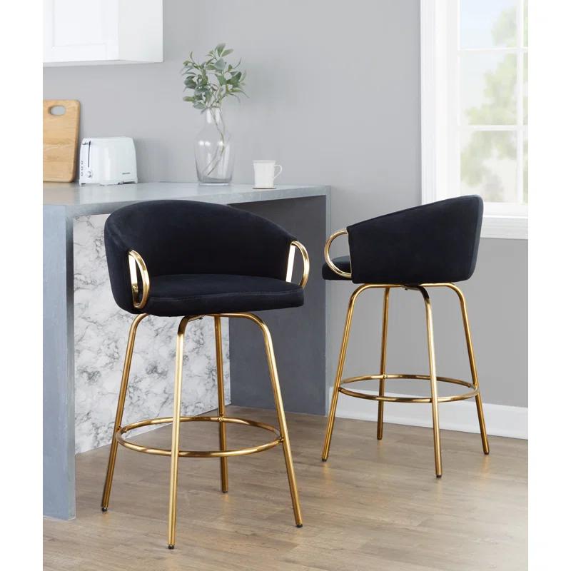 George Oliver Lakyia Swivel Upholstered Counter Stool with Metal Frame (Set of 2)