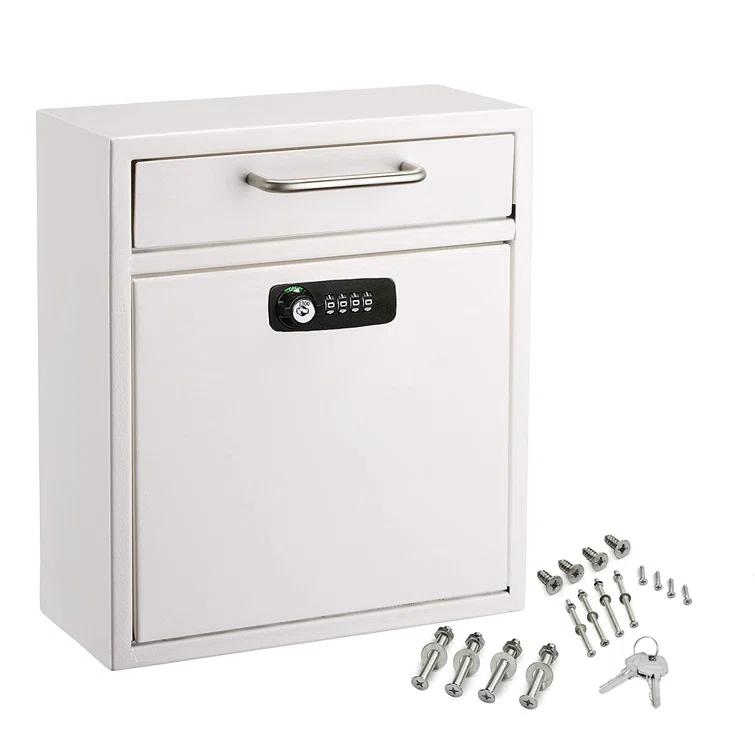 AdirOffice Wall-Mount Secure Drop Box Mailbox with Key and Combination Locking System