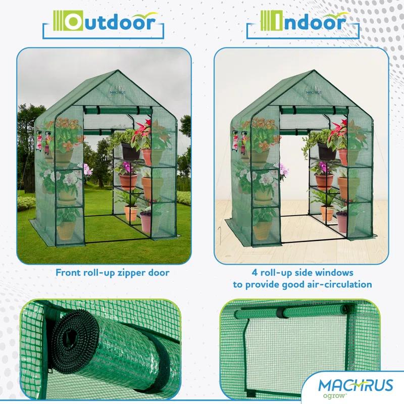 OGrow Machrus Ogrow Deluxe Walk-in 2 Tier 8 Shelf Portable Lawn And Garden Greenhouse - Heavy Duty Anchors Included! | Wayfair