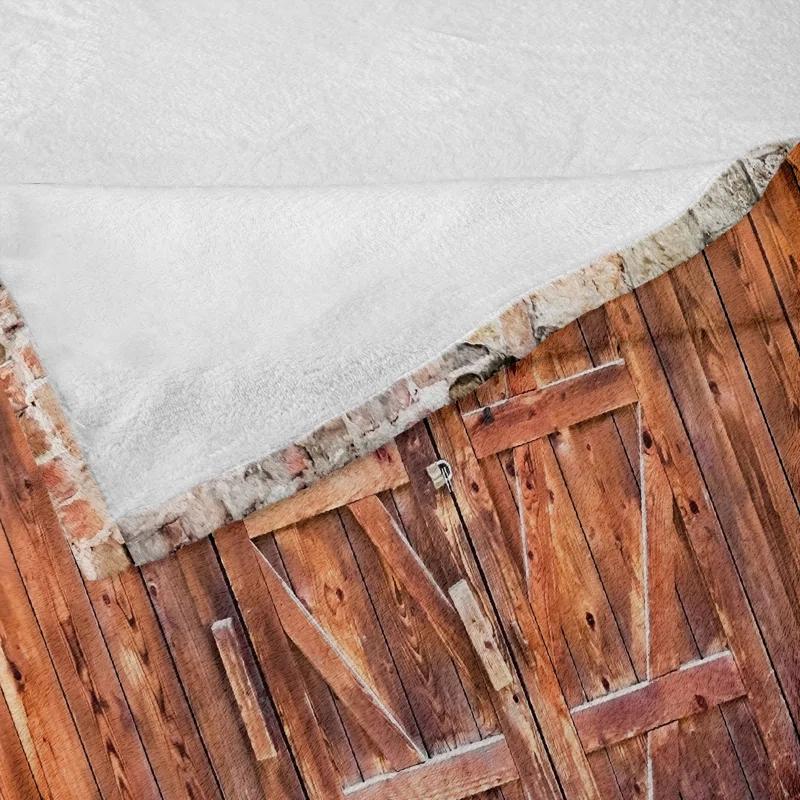 Ambesonne Ambesonne Rustic Fleece Throw Blanket Door Vintage Grey Orange
