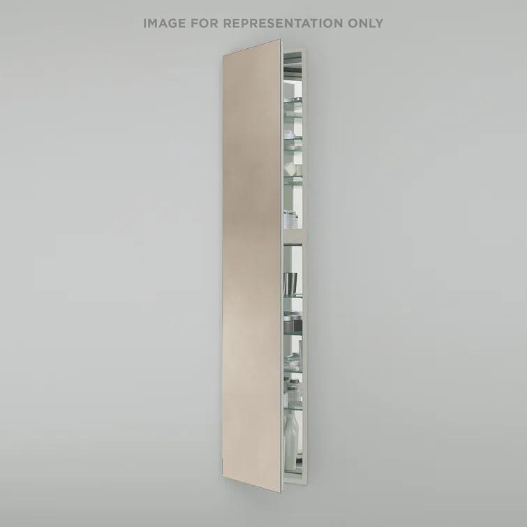 M Series Recessed Framed Medicine Cabinet with 7 Adjustable Shelves and LED Lighting