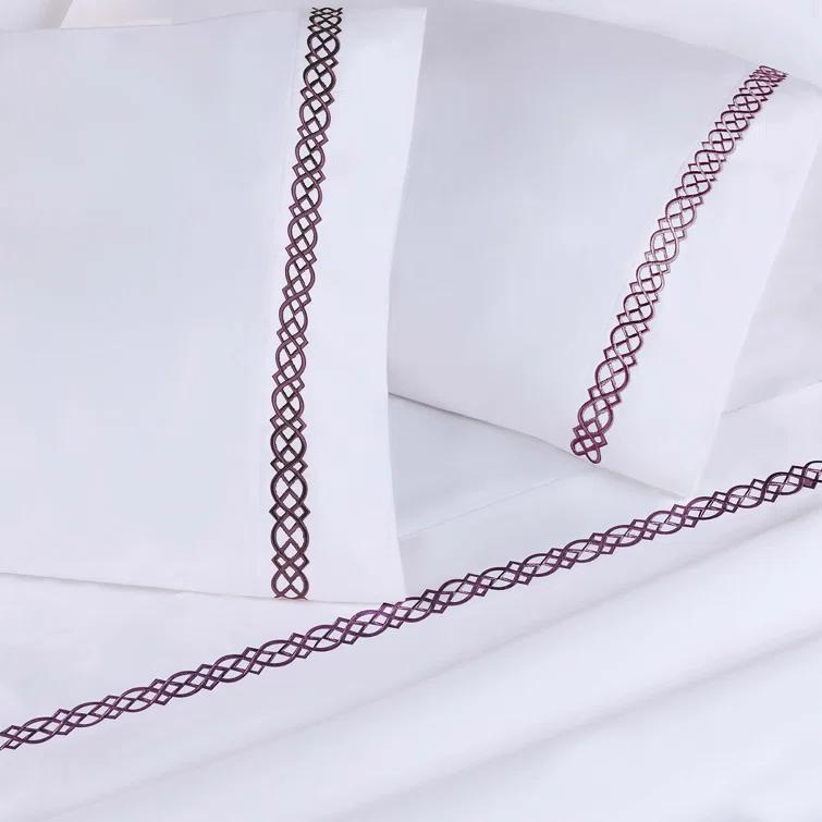 Superior Infinity Scroll Embroidered Certified Egyptian Cotton 1000 Thread Count Bed Sheet Set