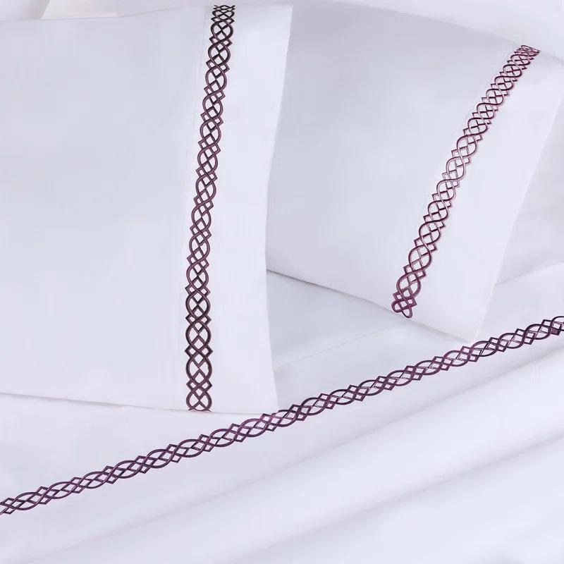 Superior Infinity Scroll Embroidered Certified Egyptian Cotton 1000 Thread Count Bed Sheet Set