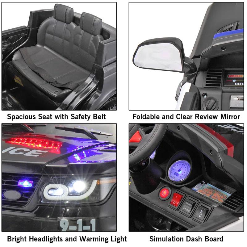 Allied Plush Inc 12V Kids Ride on Car, Electric Police Cars with Remote Control