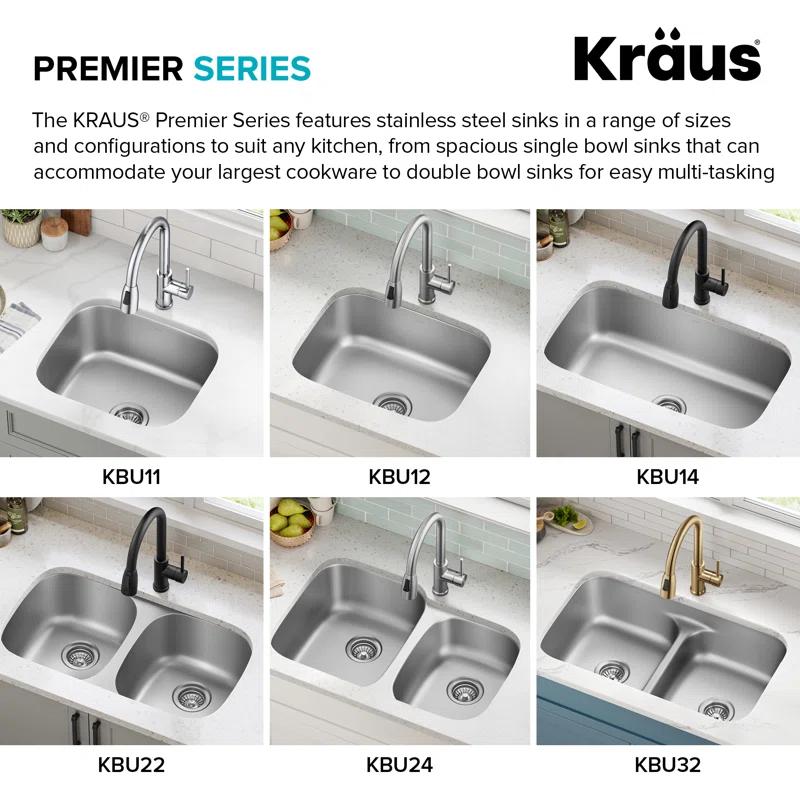 KRAUS Premier Undermount Single Bowl 18-Gauge Stainless Steel Kitchen Sink