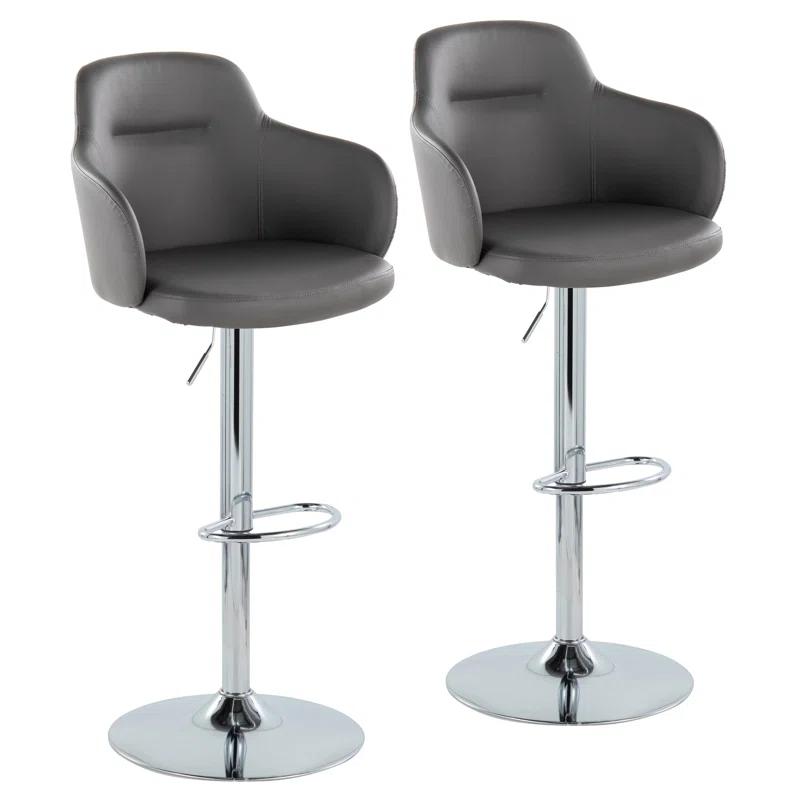 LumiSource Boyne Swivel Upholstered Adjustable Height Counter Stool with Metal Frame (Set of 2)