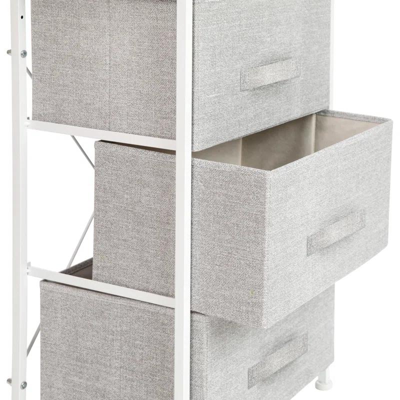 Flash Furniture Malone 3 Drawer Vertical Storage Dresser with Wood Top & Fabric Pull Drawers