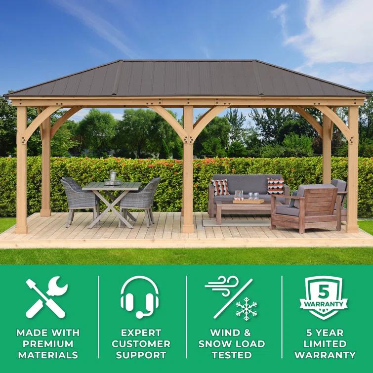 Yardistry Meridian 12 Ft. W x 20 Ft. D Solid Wood Patio Gazebo