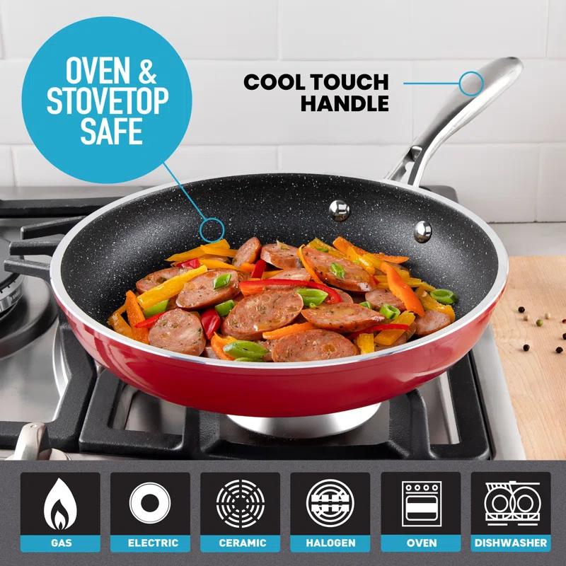 Granitestone Blue 20 Piece Aluminum Non Stick Cookware & Bakeware Set with Ultra Nonstick Surface, Oven & Dishwasher Safe