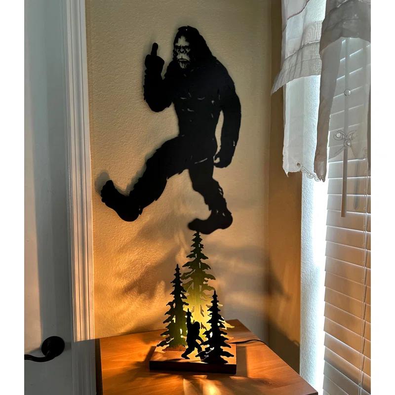 Millwood Pines Rustic Metal Rude Bigfoot In Forest Accent Lamp Decorative Sasquatch Home Decor