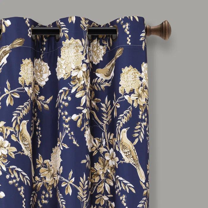 Lush Decor Farmhouse Bird And Flower Polyester Curtain Pair (Set of 2)