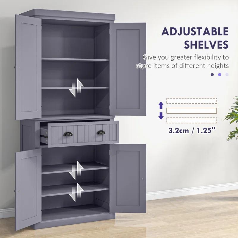 Winston Porter 72" Kitchen Pantry Cabinet Cupboard with Doors