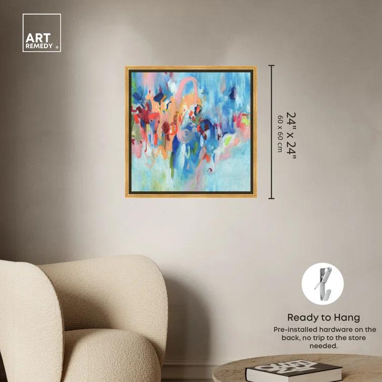 Art Remedy Art Remedy New Sky Framed Blue Abstract 1 Piece Canvas Wall Art 57079