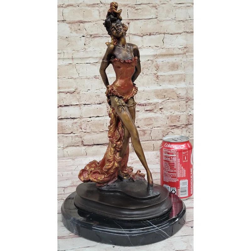 Williston Forge Wild West Saloon Courtesan Girl 19Th Century Woman In Colorful Corset Bronze Statue Sculpture 15 Inches X 9 Inches