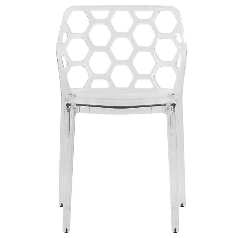 Orren Ellis Jakubowski Dynamic Modern Plastic Dining Side Chair with Honeycomb Design (Set of 2)
