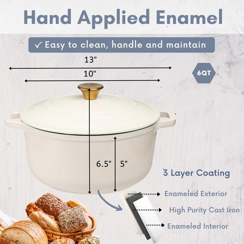 Lexi Home Lexi Home Enameled Cast Iron Round Dutch Oven