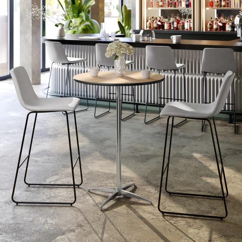 Flash Furniture Marrel Round Wood Cocktail Table with Columns
