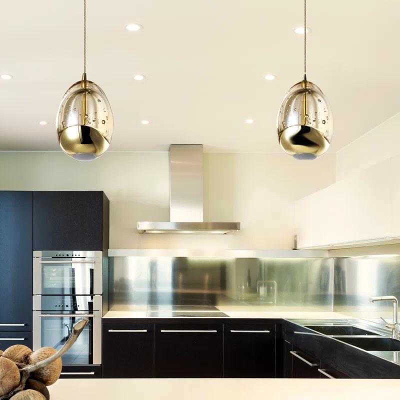 Venezia 3.5-in Integrated LED Height Adjustable ETL Certified Pendant Light with Glass Shade