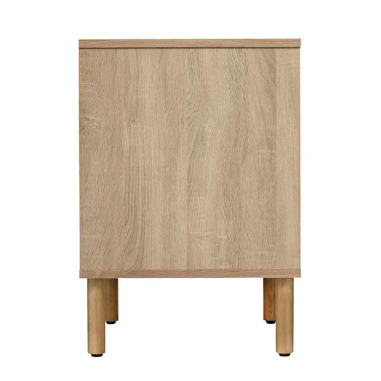 Sango Sango Merk 2-Drawer Solid Wood Nightstand, Drawers With Horizontal & Vertical Grooves
