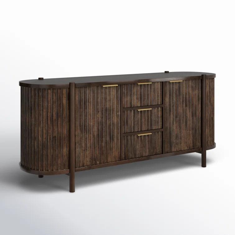 Redford 73" Dark Brown Mango Wood Mid-Century Modern Buffet Sideboard