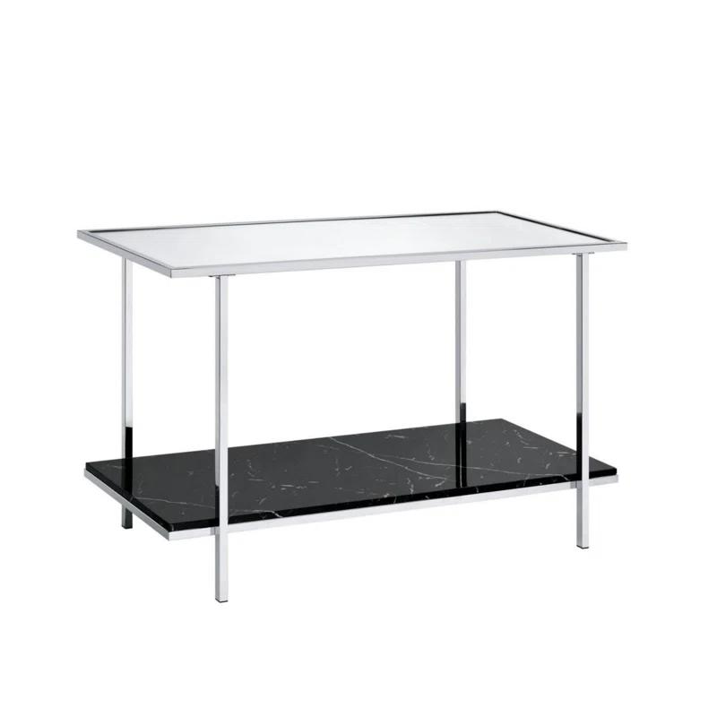 Ivy Bronx Angwin Mirrored Faux Marble & Chrome Console Table | Wayfair