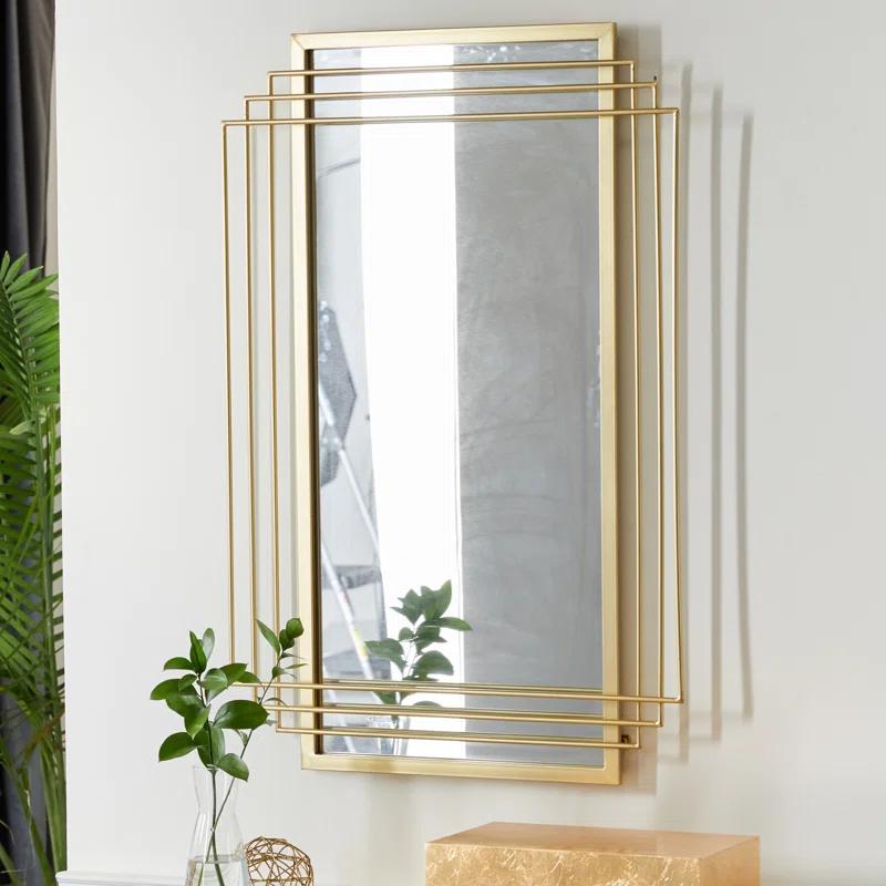 CosmoLiving by Cosmopolitan CosmoLiving by Cosmopolitan Gold Metal Geometric Wall Mirror